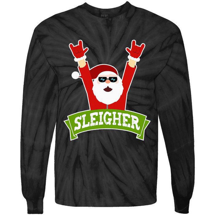 Sleigher Funny Heavy Metal Music Santa Christmas Tie-Dye Long Sleeve Shirt