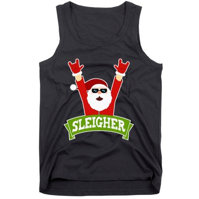 Sleigher Funny Heavy Metal Music Santa Christmas Tank Top