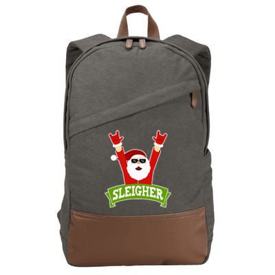 Sleigher Funny Heavy Metal Music Santa Christmas Cotton Canvas Backpack