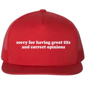 Sorry For Having Great Tits And Correct Opinions Flat Bill Trucker Hat