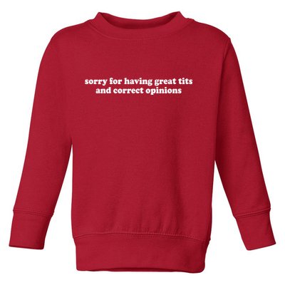 Sorry For Having Great Tits And Correct Opinions Toddler Sweatshirt