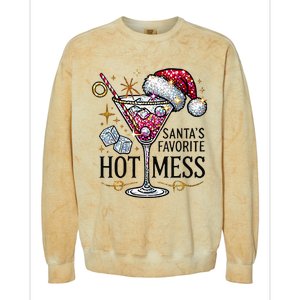 SantaS Favorite Hot Mess Funny Margarita Colorblast Crewneck Sweatshirt