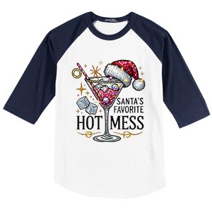 SantaS Favorite Hot Mess Funny Margarita Baseball Sleeve Shirt