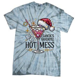 SantaS Favorite Hot Mess Funny Margarita Tie-Dye T-Shirt