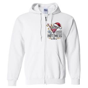 SantaS Favorite Hot Mess Funny Margarita Full Zip Hoodie