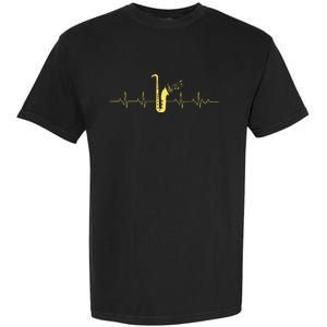 Saxophone Funny Heartbeat EKG Puls Heart Rate Sax Musician Garment-Dyed Heavyweight T-Shirt