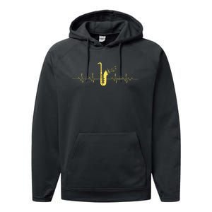 Saxophone Funny Heartbeat EKG Puls Heart Rate Sax Musician Performance Fleece Hoodie