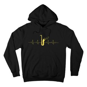 Saxophone Funny Heartbeat EKG Puls Heart Rate Sax Musician Hoodie