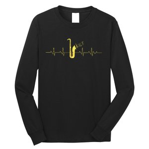 Saxophone Funny Heartbeat EKG Puls Heart Rate Sax Musician Long Sleeve Shirt