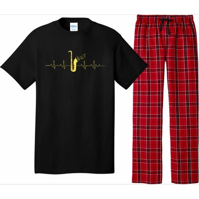 Saxophone Funny Heartbeat EKG Puls Heart Rate Sax Musician Pajama Set