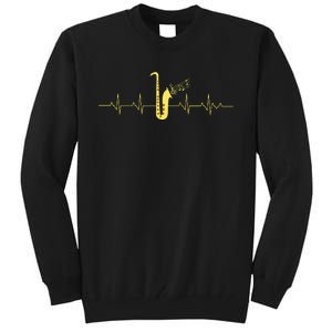 Saxophone Funny Heartbeat EKG Puls Heart Rate Sax Musician Tall Sweatshirt