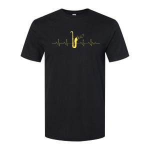 Saxophone Funny Heartbeat EKG Puls Heart Rate Sax Musician Softstyle CVC T-Shirt