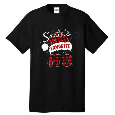 Santas Favorite Ho Christmas Red Plaid Buffalo Pajama Tall T-Shirt