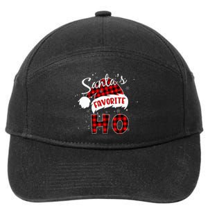 Santas Favorite Ho Christmas Red Plaid Buffalo Pajama 7-Panel Snapback Hat