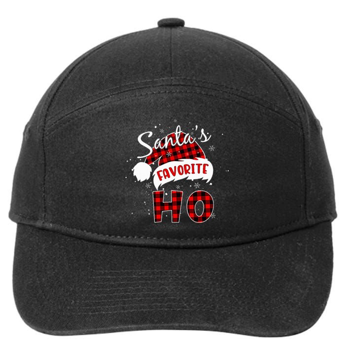 Santas Favorite Ho Christmas Red Plaid Buffalo Pajama 7-Panel Snapback Hat