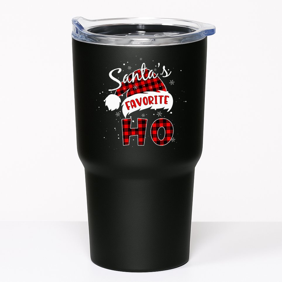 Santas Favorite Ho Christmas Red Plaid Buffalo Pajama Tumbler