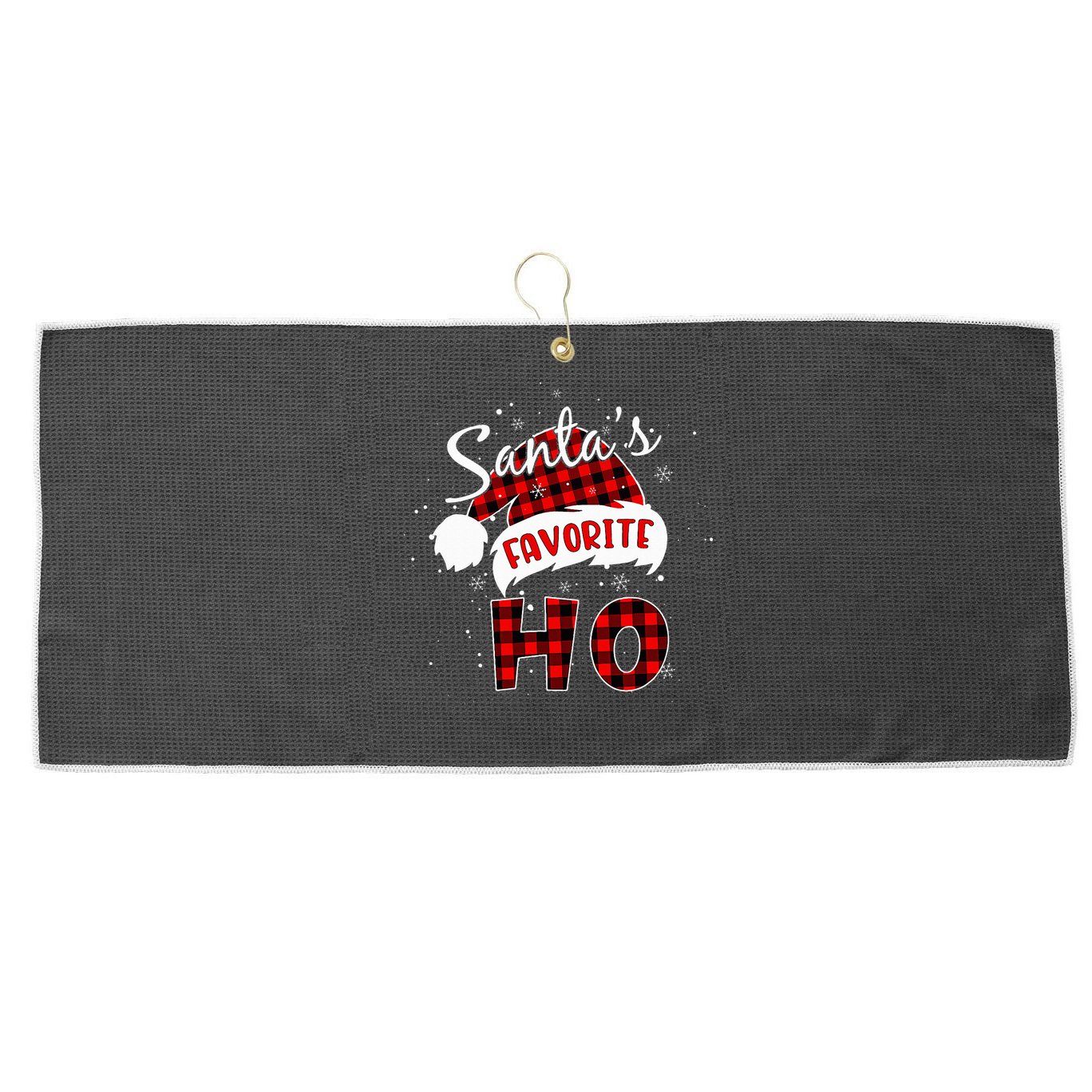 Santas Favorite Ho Christmas Red Plaid Buffalo Pajama Large Microfiber Waffle Golf Towel