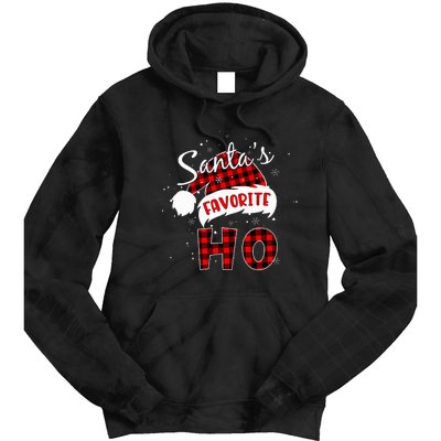 Santas Favorite Ho Christmas Red Plaid Buffalo Pajama Tie Dye Hoodie