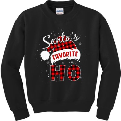 Santas Favorite Ho Christmas Red Plaid Buffalo Pajama Kids Sweatshirt