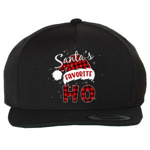 Santas Favorite Ho Christmas Red Plaid Buffalo Pajama Wool Snapback Cap