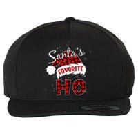 Santas Favorite Ho Christmas Red Plaid Buffalo Pajama Wool Snapback Cap