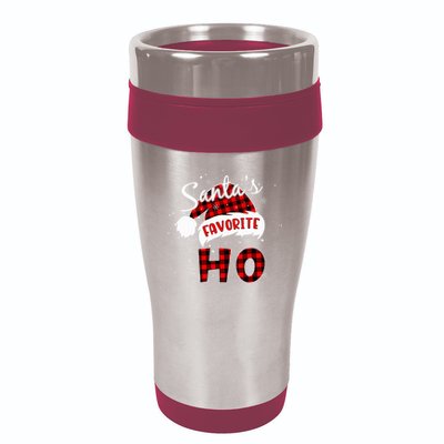 Santas Favorite Ho Christmas Red Plaid Buffalo Pajama 16oz Travel Tumbler