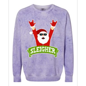 SLEIGHER - Funny Heavy Metal Music Santa - Christmas Colorblast Crewneck Sweatshirt