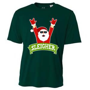 SLEIGHER - Funny Heavy Metal Music Santa - Christmas Cooling Performance Crew T-Shirt