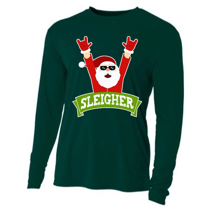 SLEIGHER - Funny Heavy Metal Music Santa - Christmas Cooling Performance Long Sleeve Crew