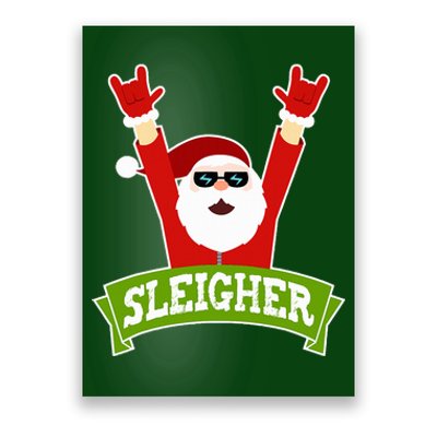 SLEIGHER - Funny Heavy Metal Music Santa - Christmas Poster