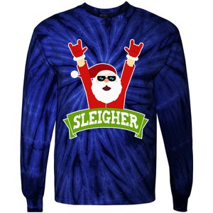 SLEIGHER - Funny Heavy Metal Music Santa - Christmas Tie-Dye Long Sleeve Shirt