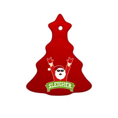 SLEIGHER - Funny Heavy Metal Music Santa - Christmas Ceramic Tree Ornament