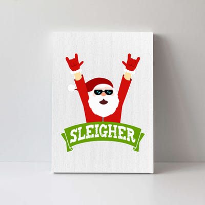 SLEIGHER - Funny Heavy Metal Music Santa - Christmas Canvas