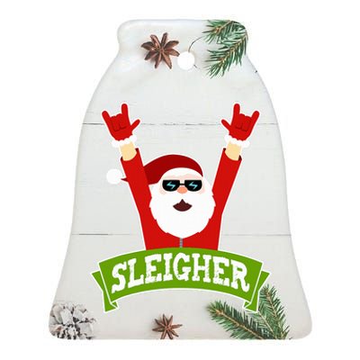 SLEIGHER - Funny Heavy Metal Music Santa - Christmas Ceramic Bell Ornament