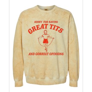 Sorry For Having Great Tits Funny Correct Opinions Sayings Colorblast Crewneck Sweatshirt