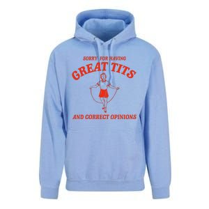 Sorry For Having Great Tits Funny Correct Opinions Sayings Unisex Surf Hoodie