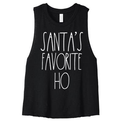 Santa's Favorite Ho Matching Christmas Shirts For Couples Women's Racerback Cropped Tank