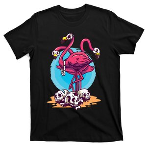 Spooky Flamingo Halloween Horror Skull T-Shirt