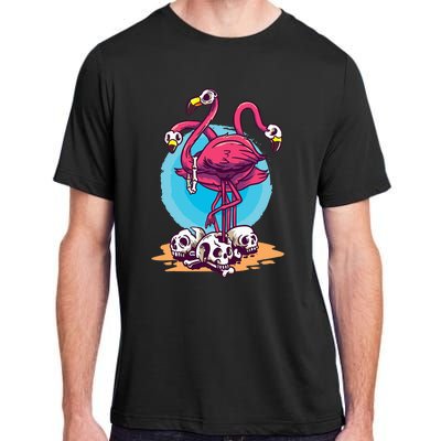 Spooky Flamingo Halloween Horror Skull Adult ChromaSoft Performance T-Shirt