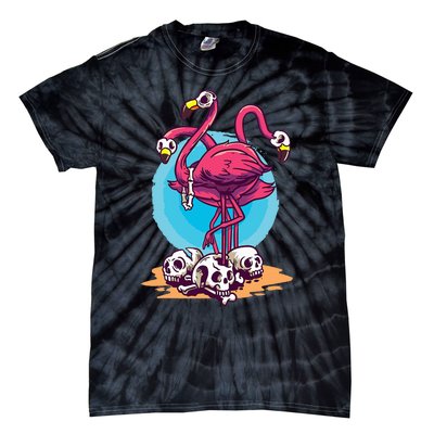 Spooky Flamingo Halloween Horror Skull Tie-Dye T-Shirt