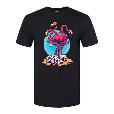 Spooky Flamingo Halloween Horror Skull Softstyle® CVC T-Shirt