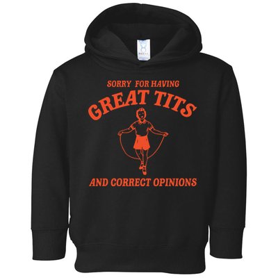 Sorry For Having Great Tits Funny Feminism Toddler Hoodie