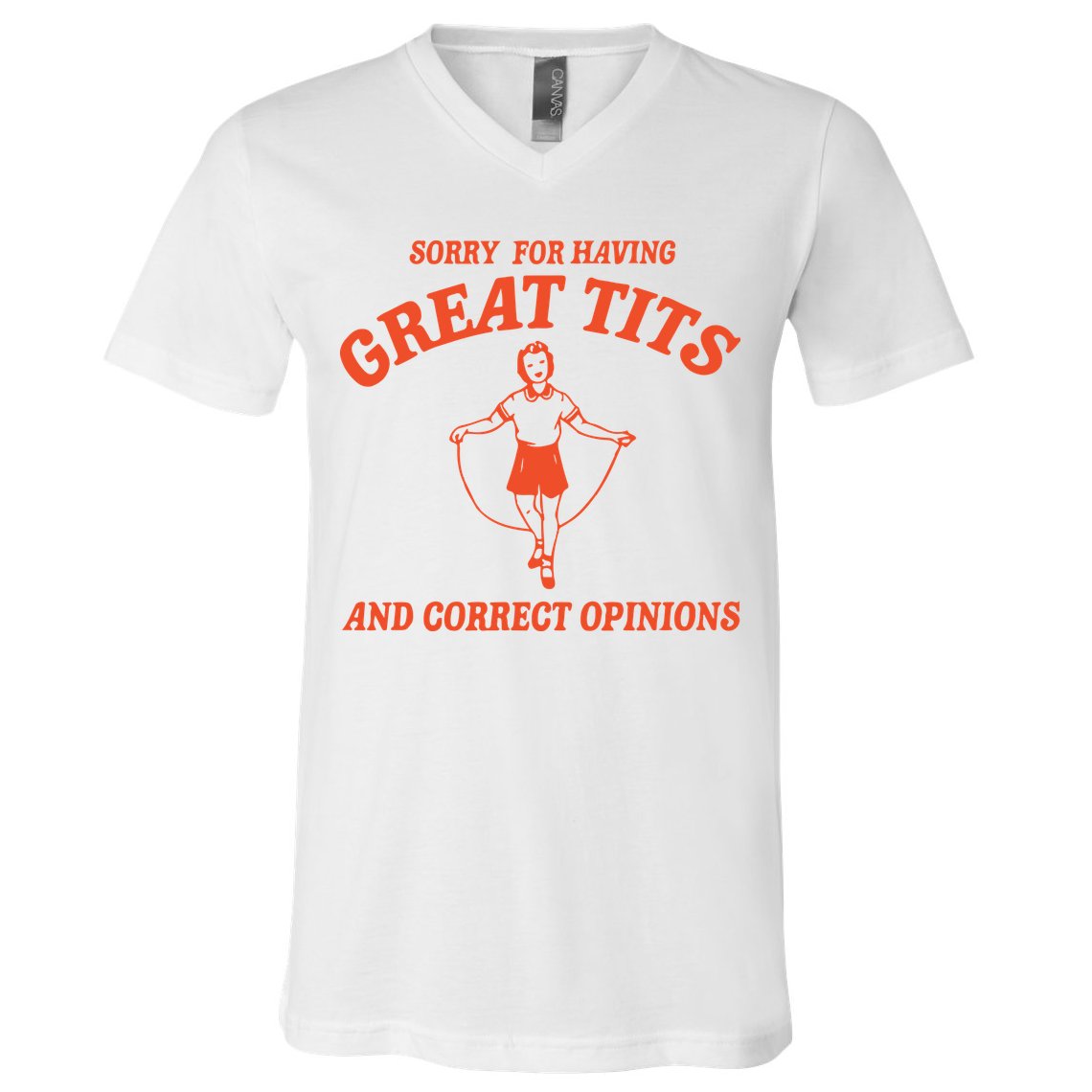 Sorry For Having Great Tits Funny Feminism V-Neck T-Shirt