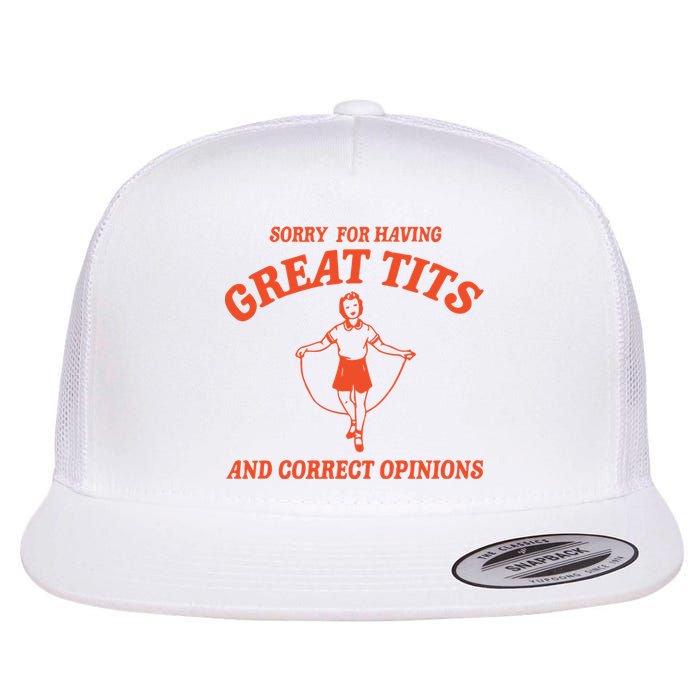 Sorry For Having Great Tits Funny Feminism Flat Bill Trucker Hat