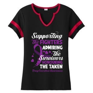 Support Fighters Honouring Taken Drug Overdose Awareness Ladies Halftime Notch Neck Tee