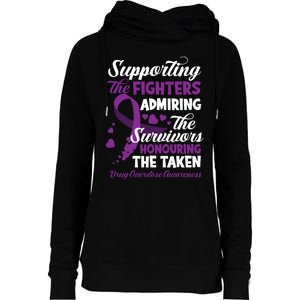 Support Fighters Honouring Taken Drug Overdose Awareness Womens Funnel Neck Pullover Hood