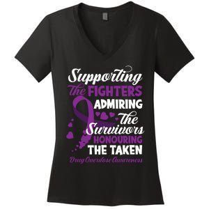 Support Fighters Honouring Taken Drug Overdose Awareness Women's V-Neck T-Shirt