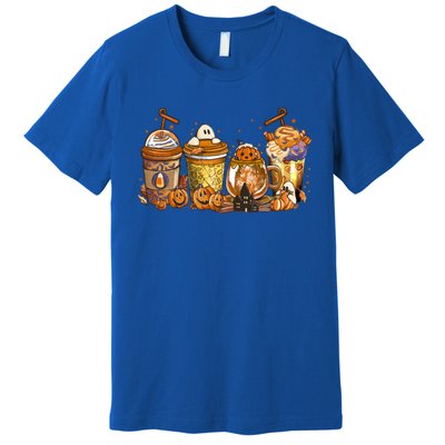 Scary Fall Halloween Horror Iced Coffee Pumpkin Spice Autumn Funny Gift Premium T-Shirt