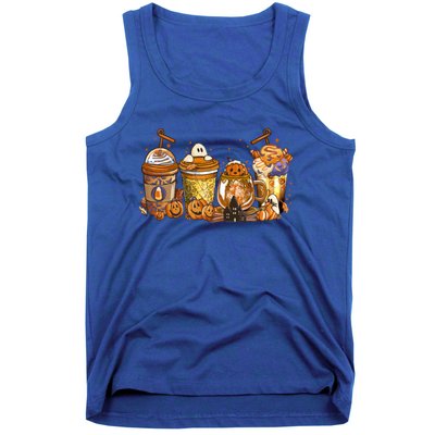 Scary Fall Halloween Horror Iced Coffee Pumpkin Spice Autumn Funny Gift Tank Top