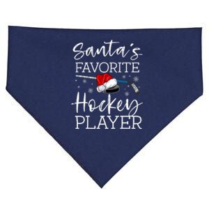 SantaS Favorite Hockey Player Funny Pajama Christmas Gift USA-Made Doggie Bandana